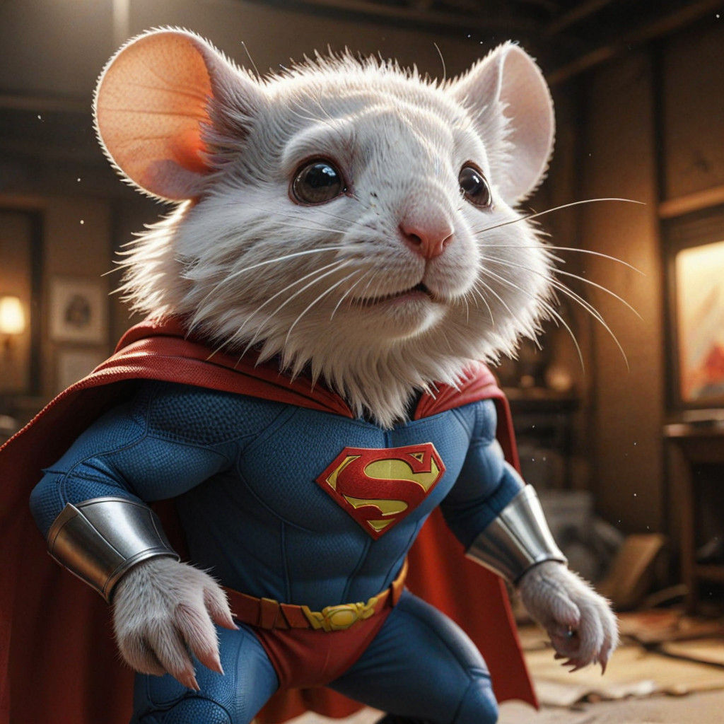 Heroic White Mouse in Superhero Attire