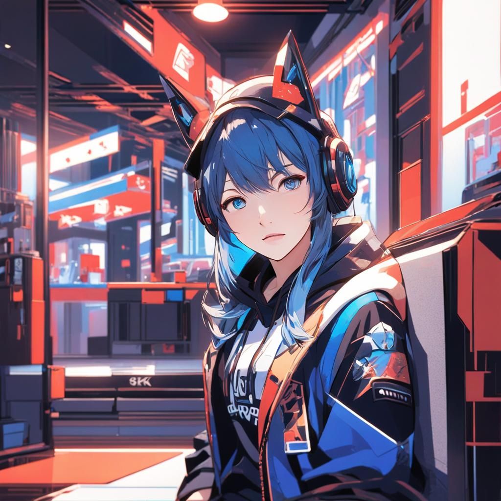 Anime Style Woman Playing Video Games