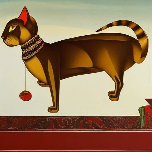 Cat Reclining Peacefully in Surrealist Style