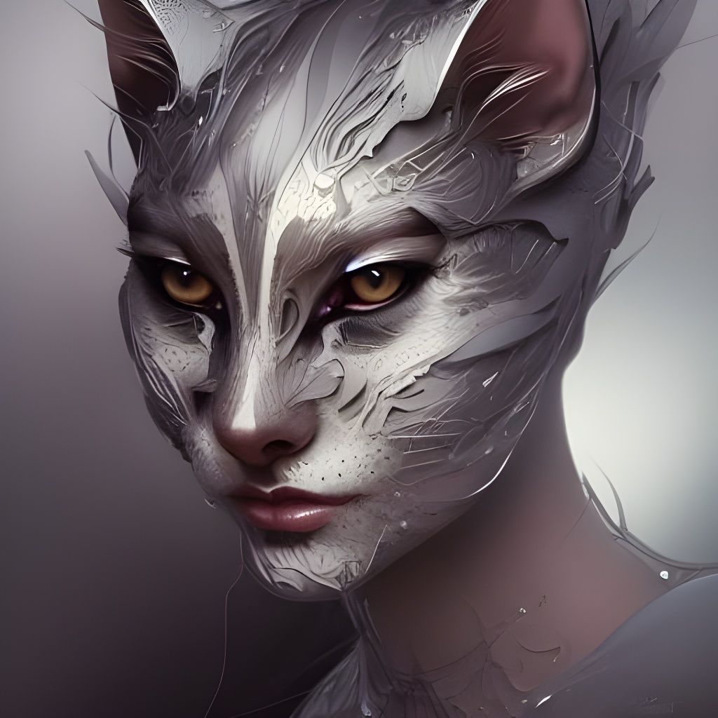 Feline Woman Portrait in Hyperrealistic Detail