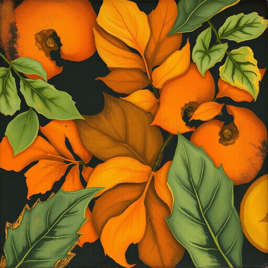 Vibrant Abstract Orange Texture in Gouache Style