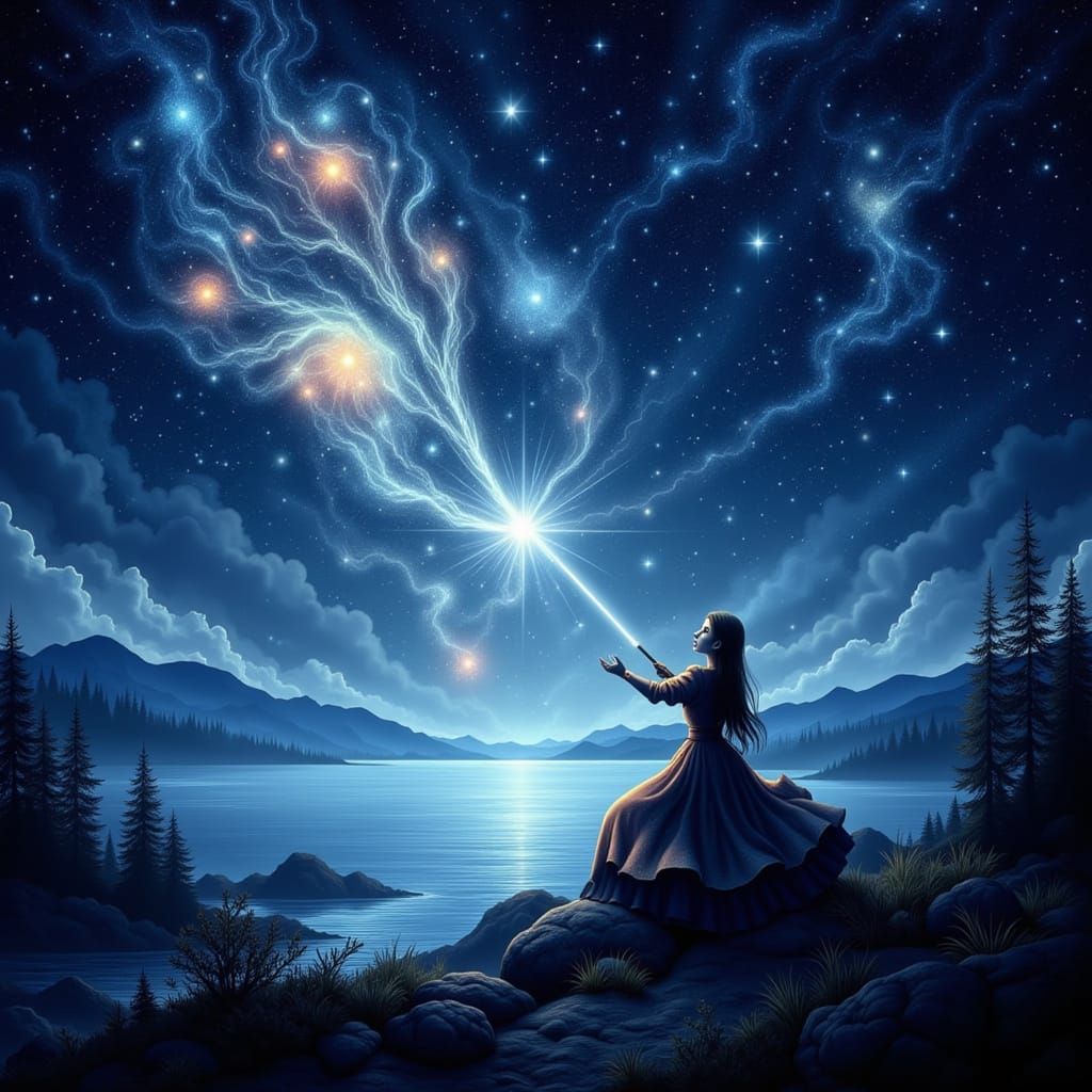 Celestial Fisherman Casting Net into Star Sea