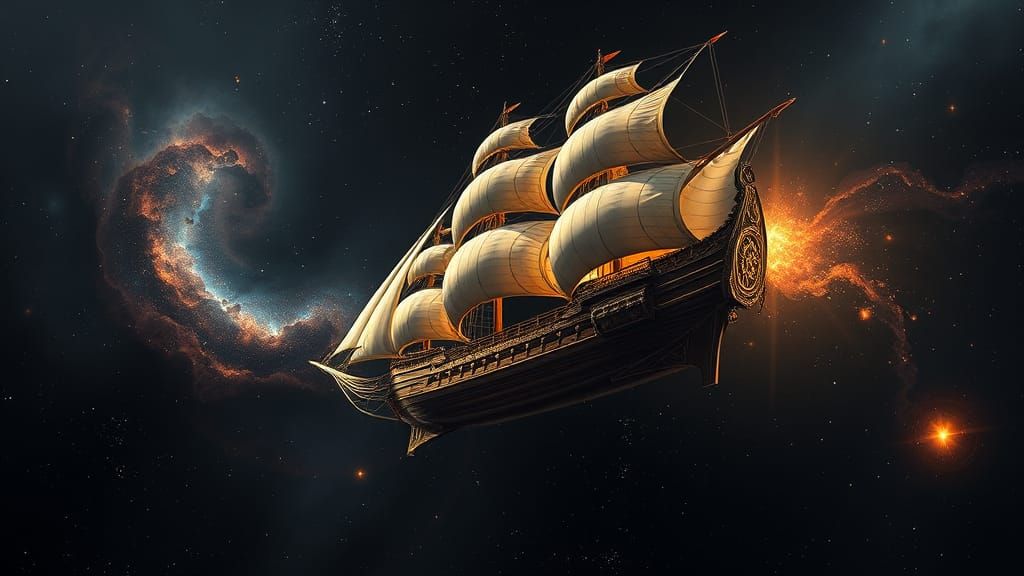flying ship in space Epic cinematic brilliant stunning intri...