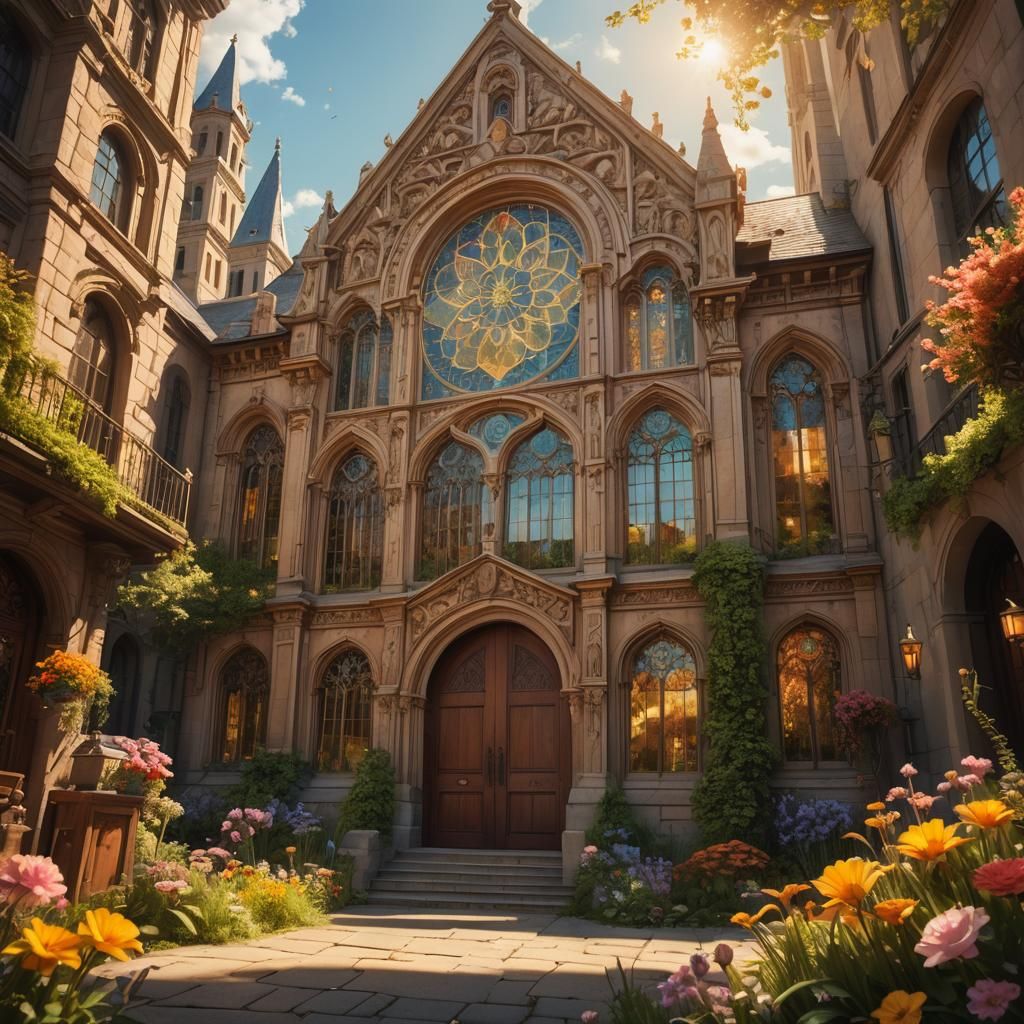 American School With Gardens in Fantasy Concept Art
