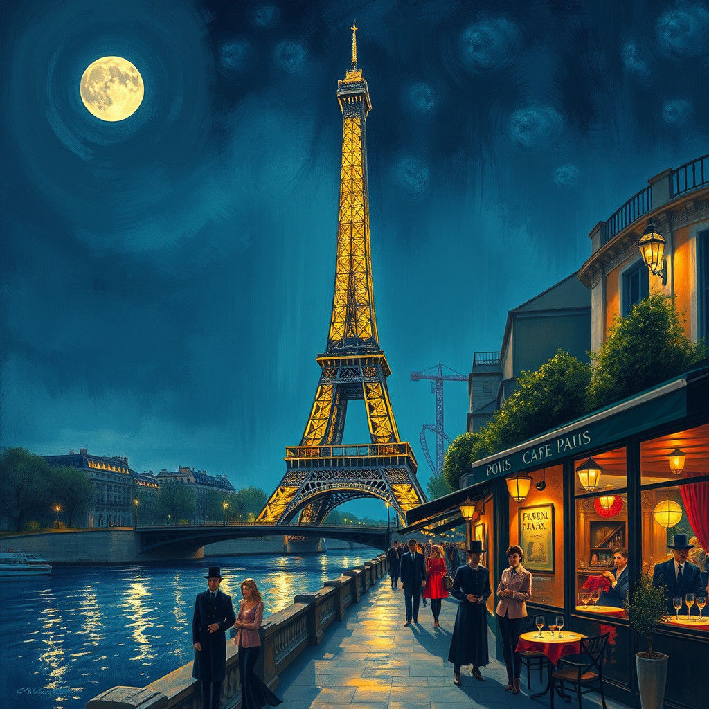 Paris at Night: Impressionistic Cityscape