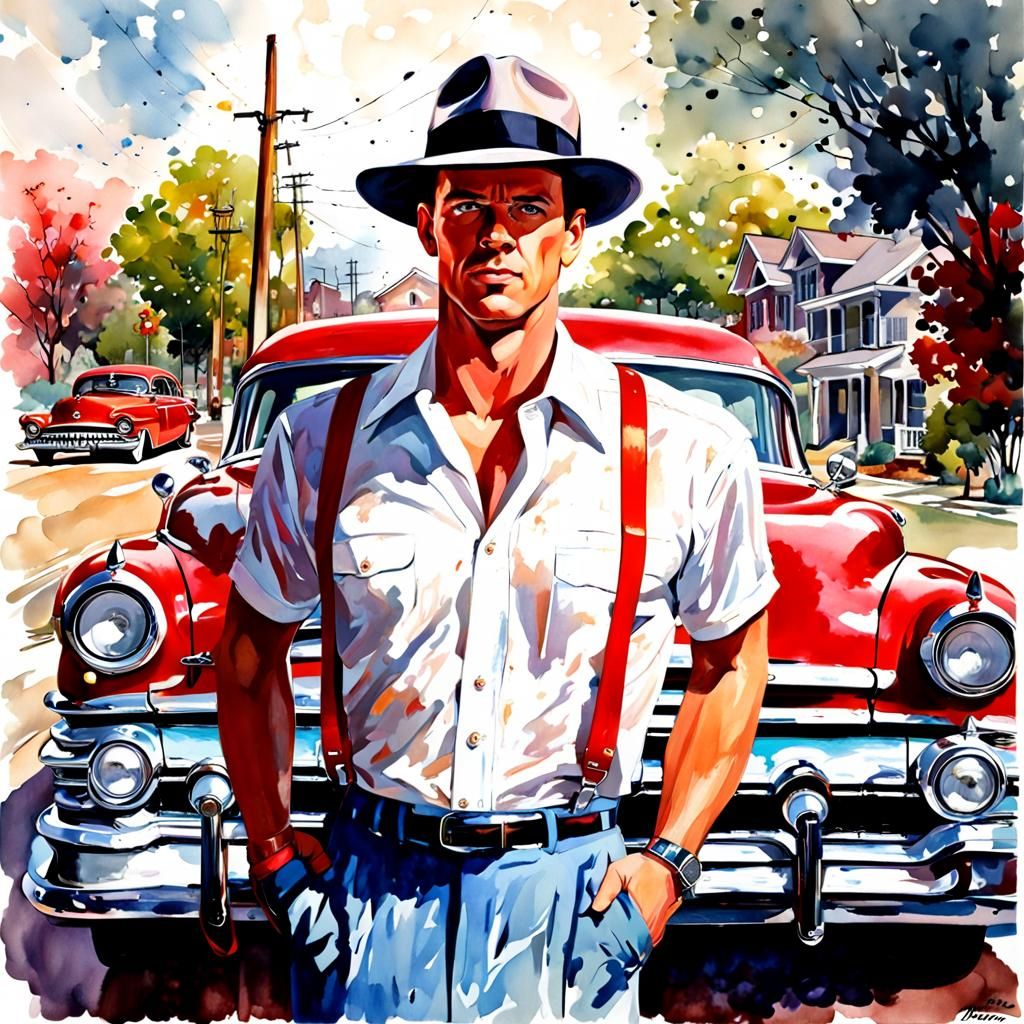 1950s Detective in Watercolor by Robert Maguire