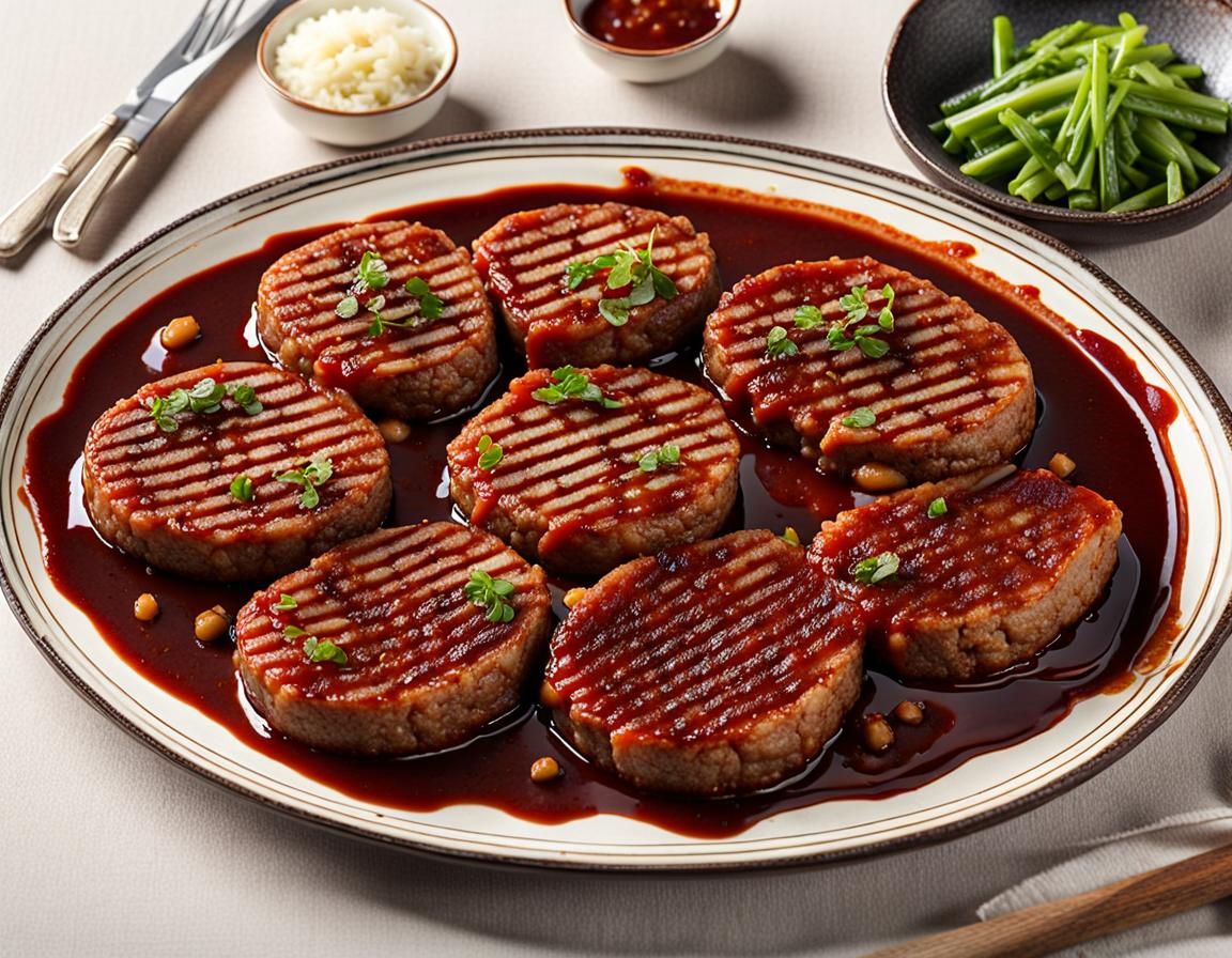 Grilled Minced Meat Dish with Red-Brown Sauce