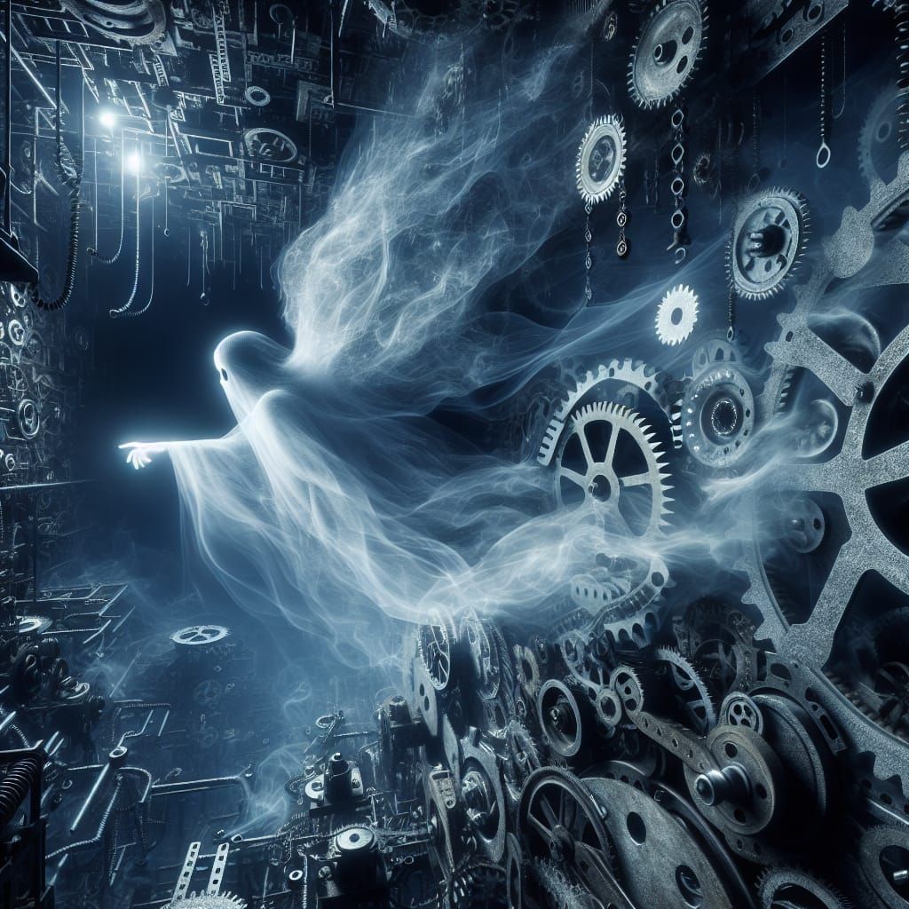 Ghostly Figure Transcends Mechanical Chaos