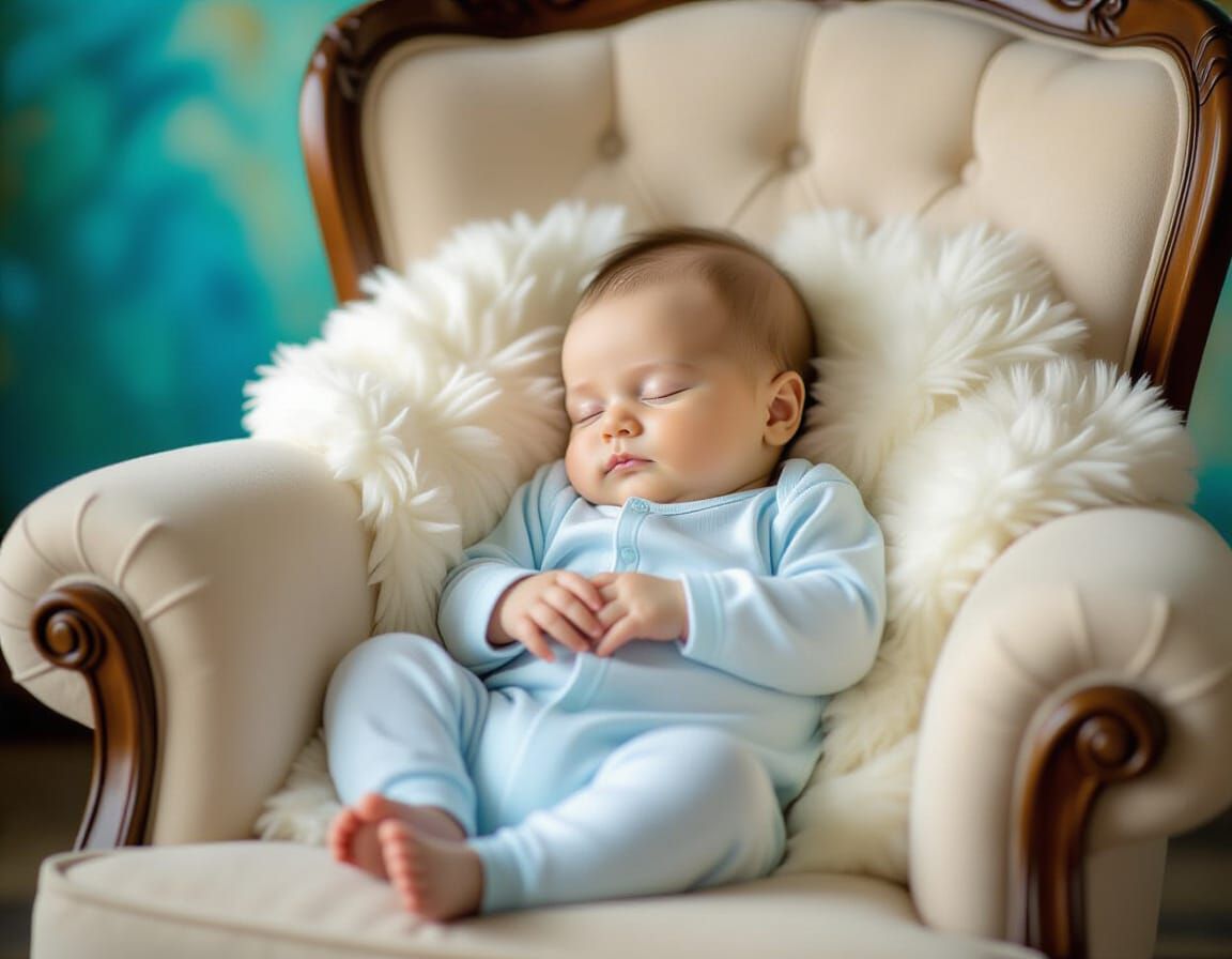 Sleeping Baby in Armchair: Professional Photo with Bokeh