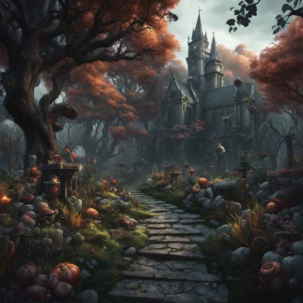Fantastical Creepy Garden in Detailed Matte Painting
