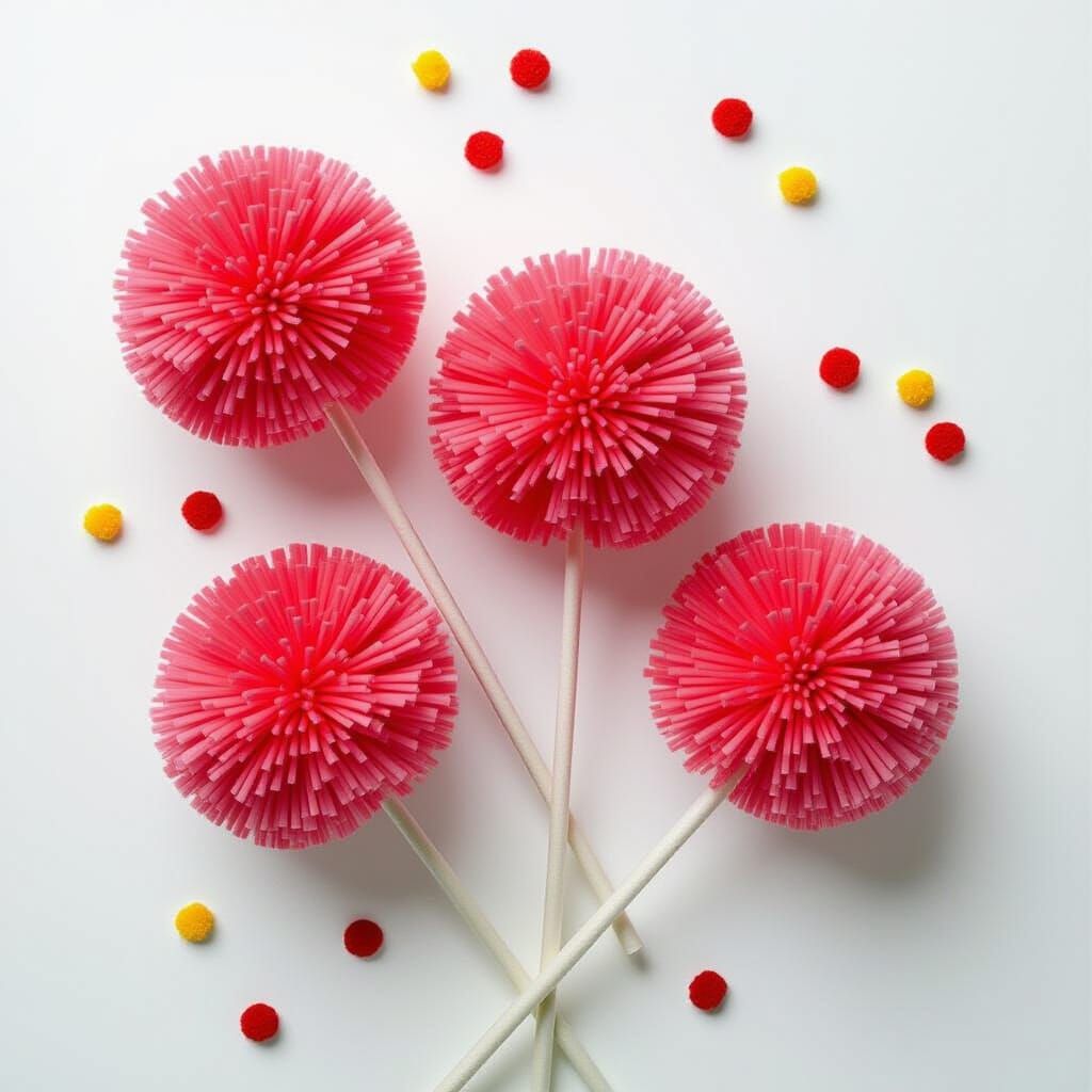 Colorful Pom Poms in Playful Composition