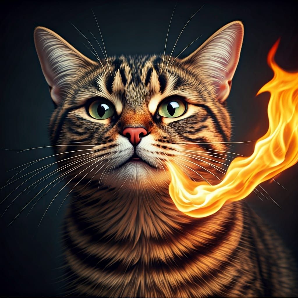 Angry Cat Breathing Fire