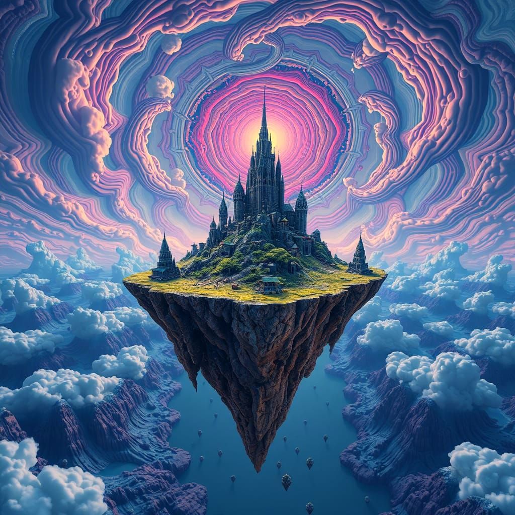 Surreal Island in a Vibrant Mandelbulb Aesthetic