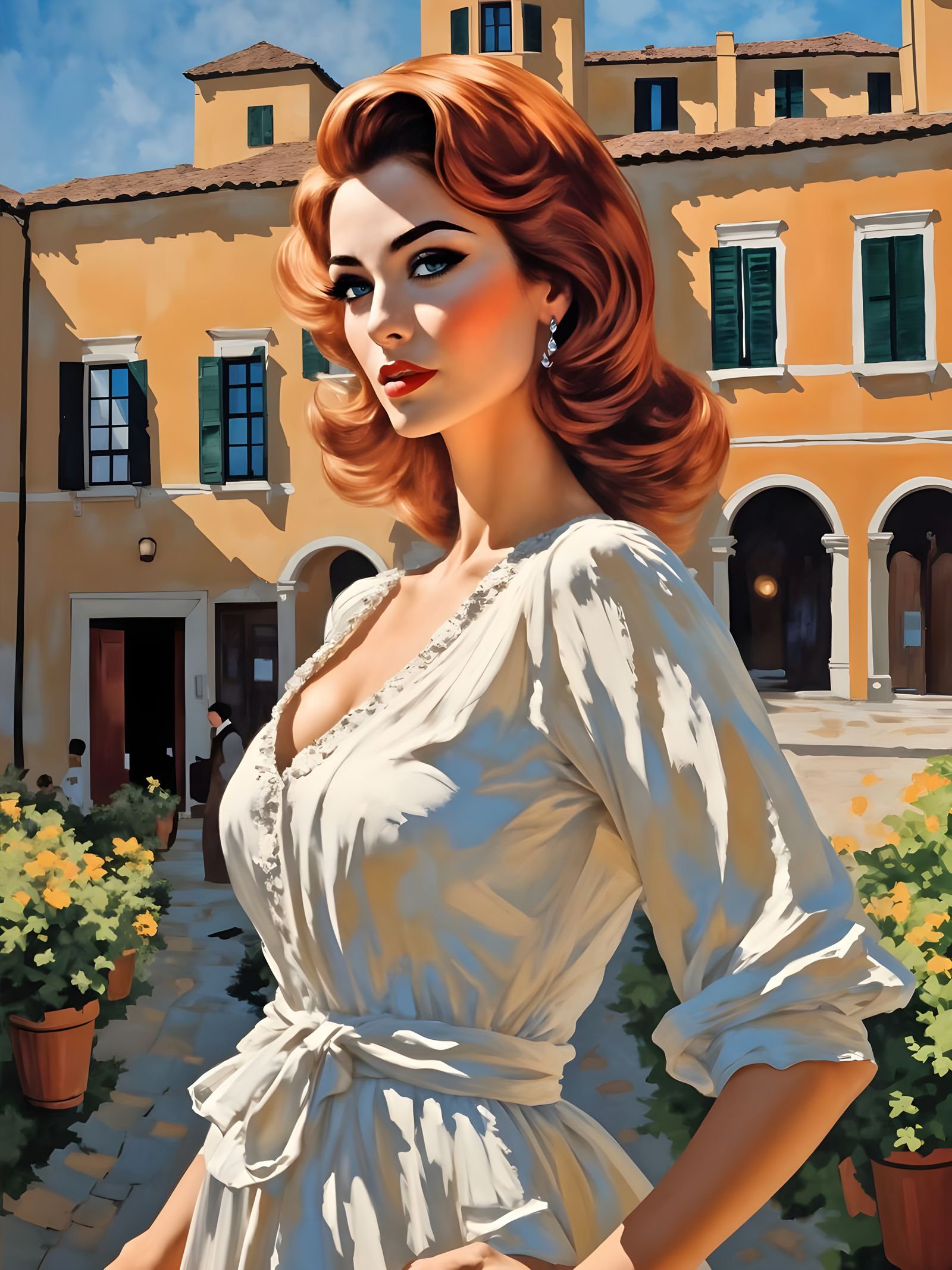 Romantic Italian Beauty in Impressionist Impasto Style