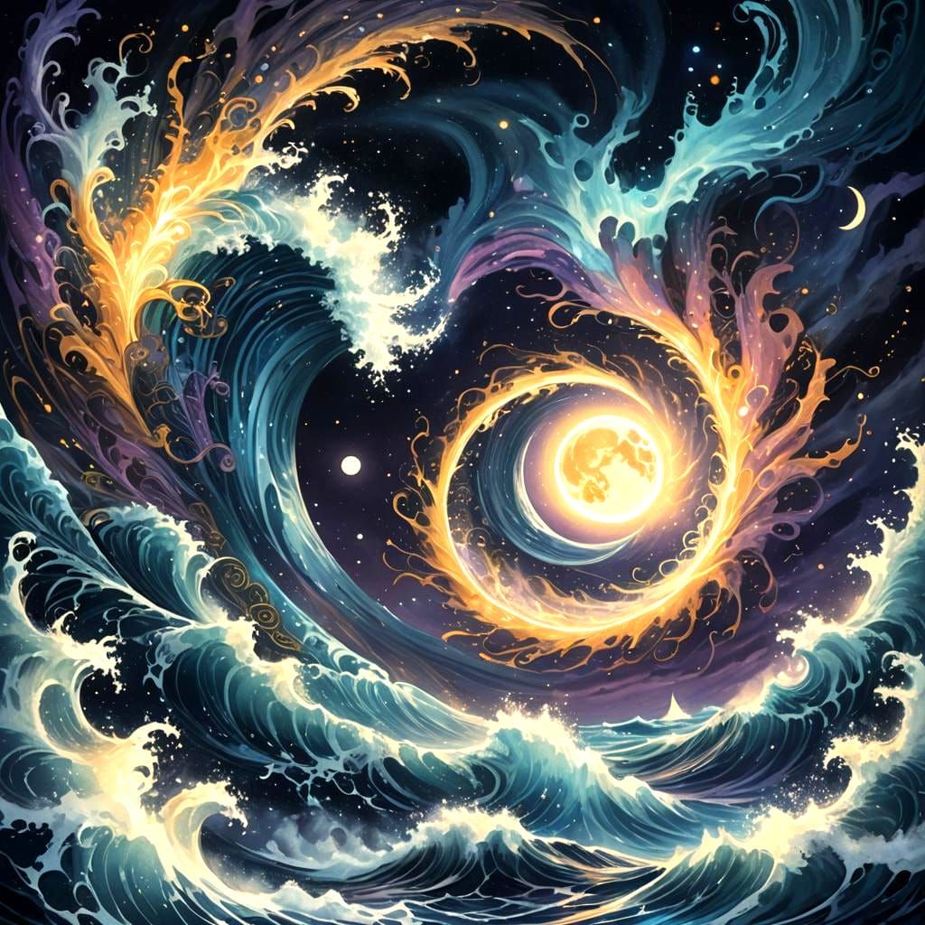 Ocean Vortex Ship in Detailed Matte Painting