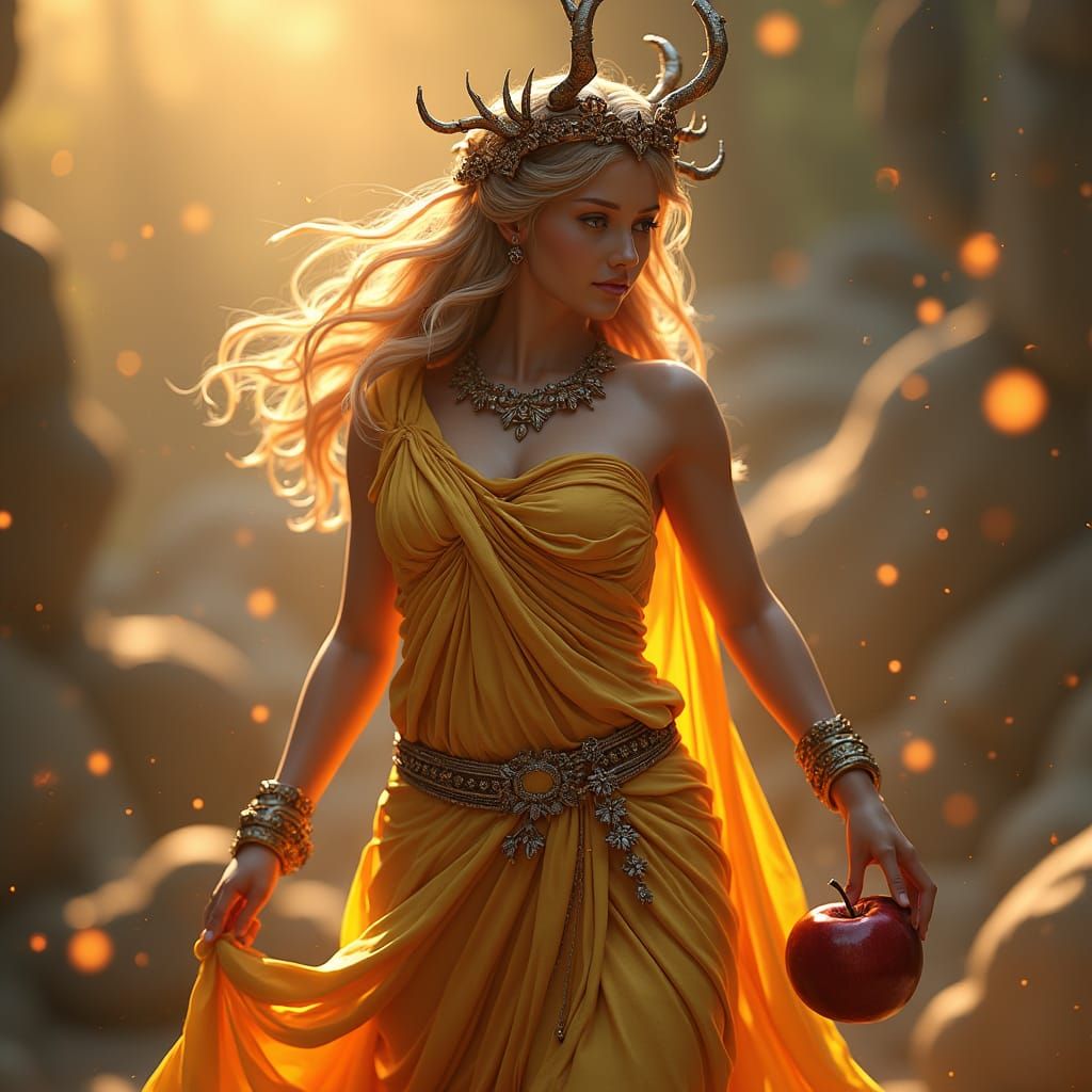 Aphrodite with Apple of Discord: 3D Render