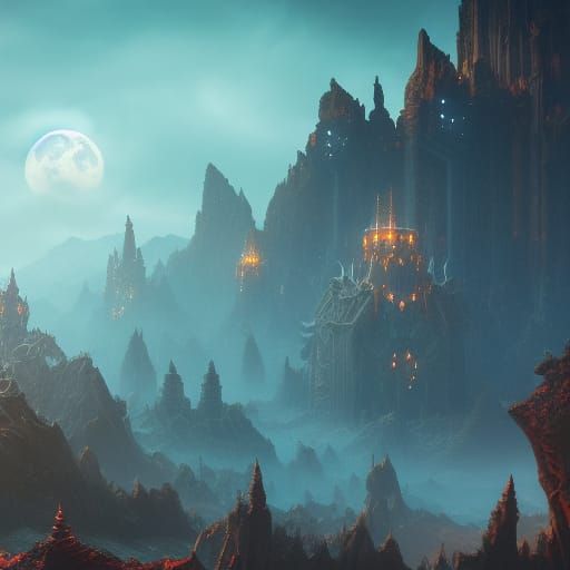 Detailed Matte Painting of the Moon Lord