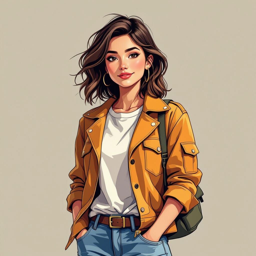 Person in Casual Attire: A Vibrant Illustration