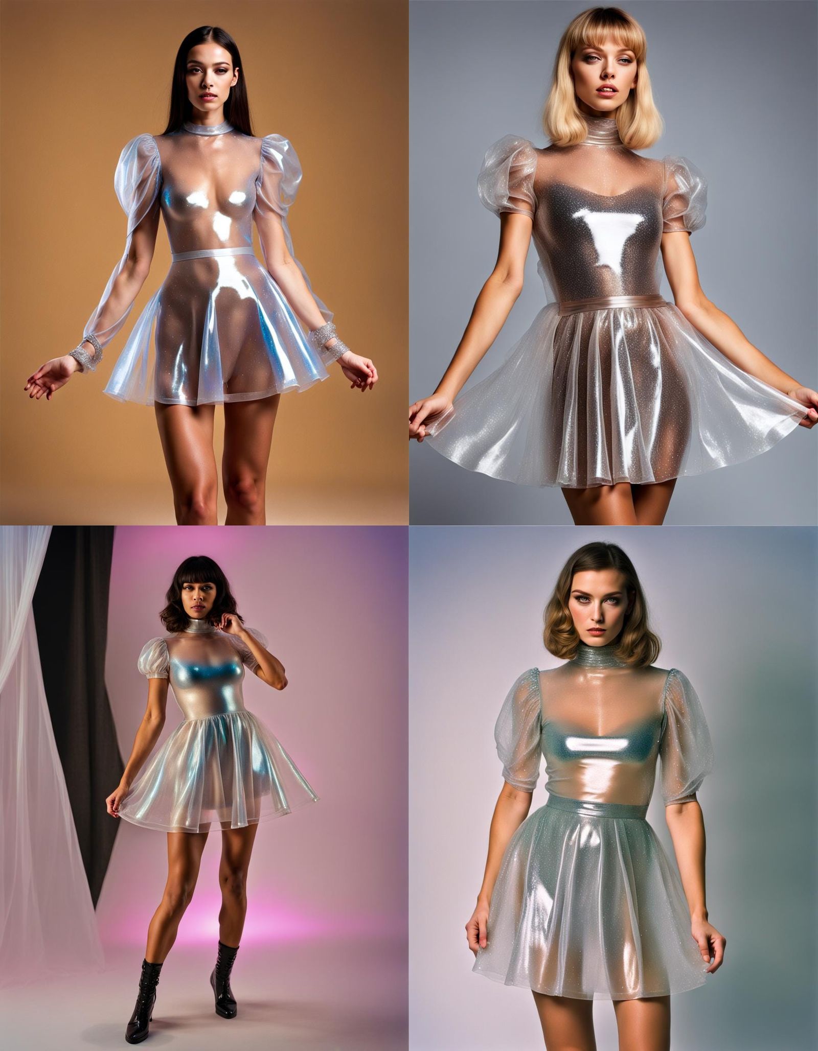 Sparkly See-Through Mini-Dress with Micro Bikini