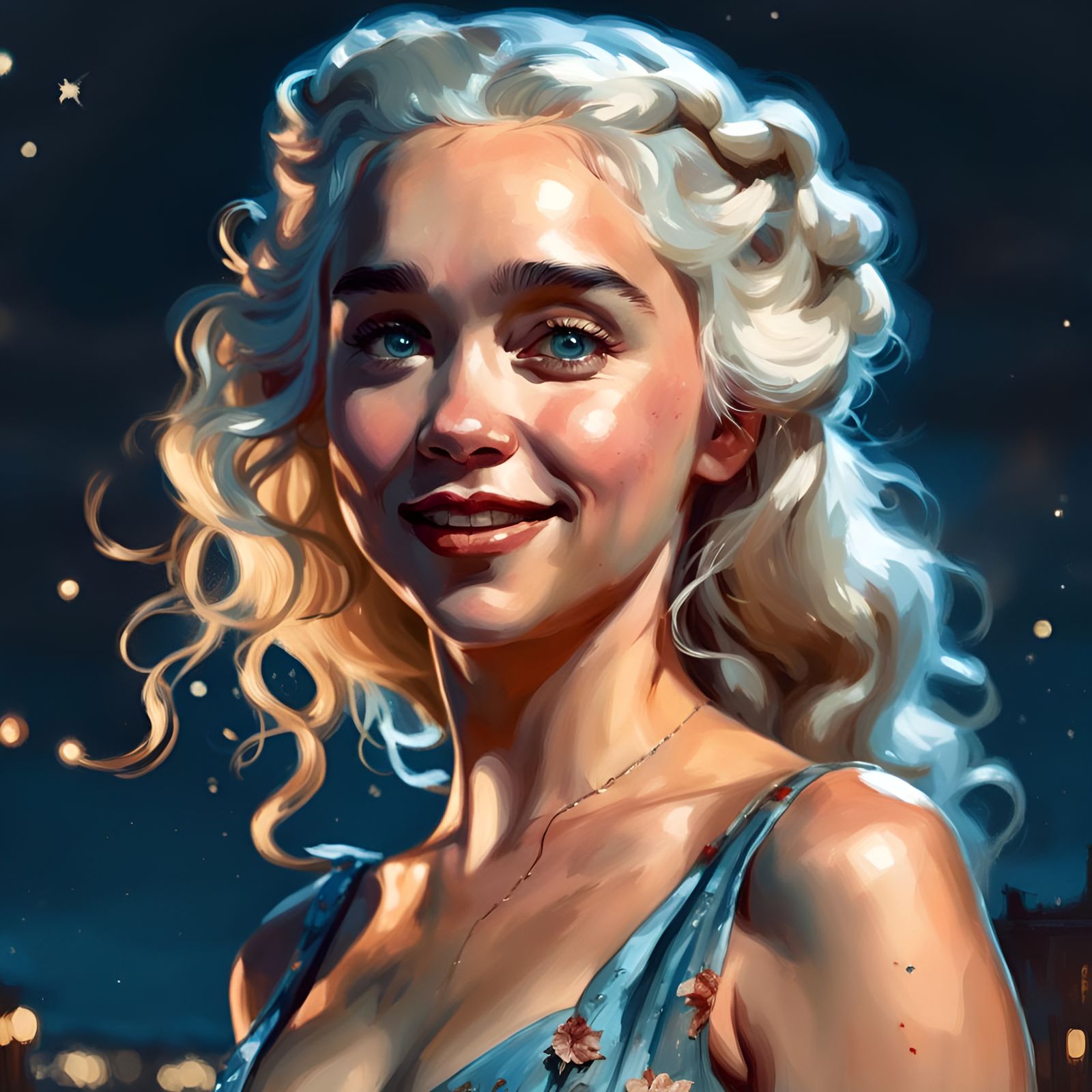 Daenerys Targaryen Portrait in Pin-Up Style