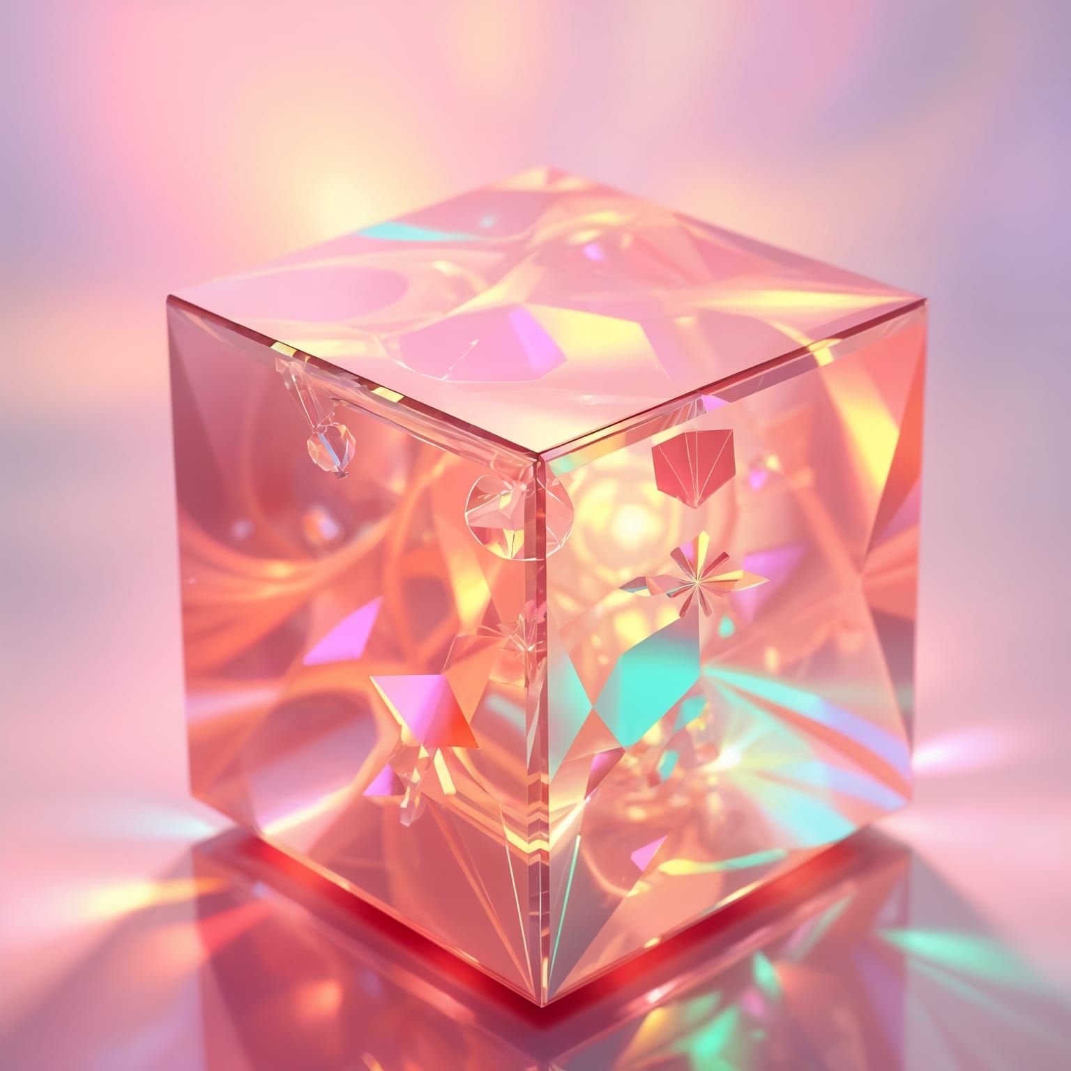 Holographic Cube in Iridescent Colors