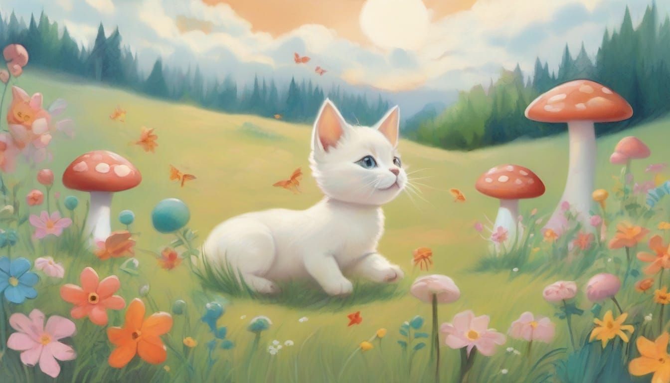 Whimsical Gouache Illustration of Joyful Playtime