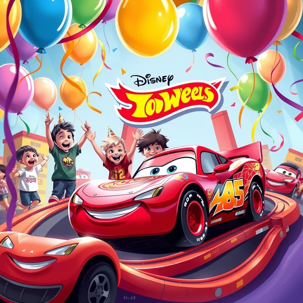 Dynamic Disney Cars Birthday Party with Hot Wheels Track