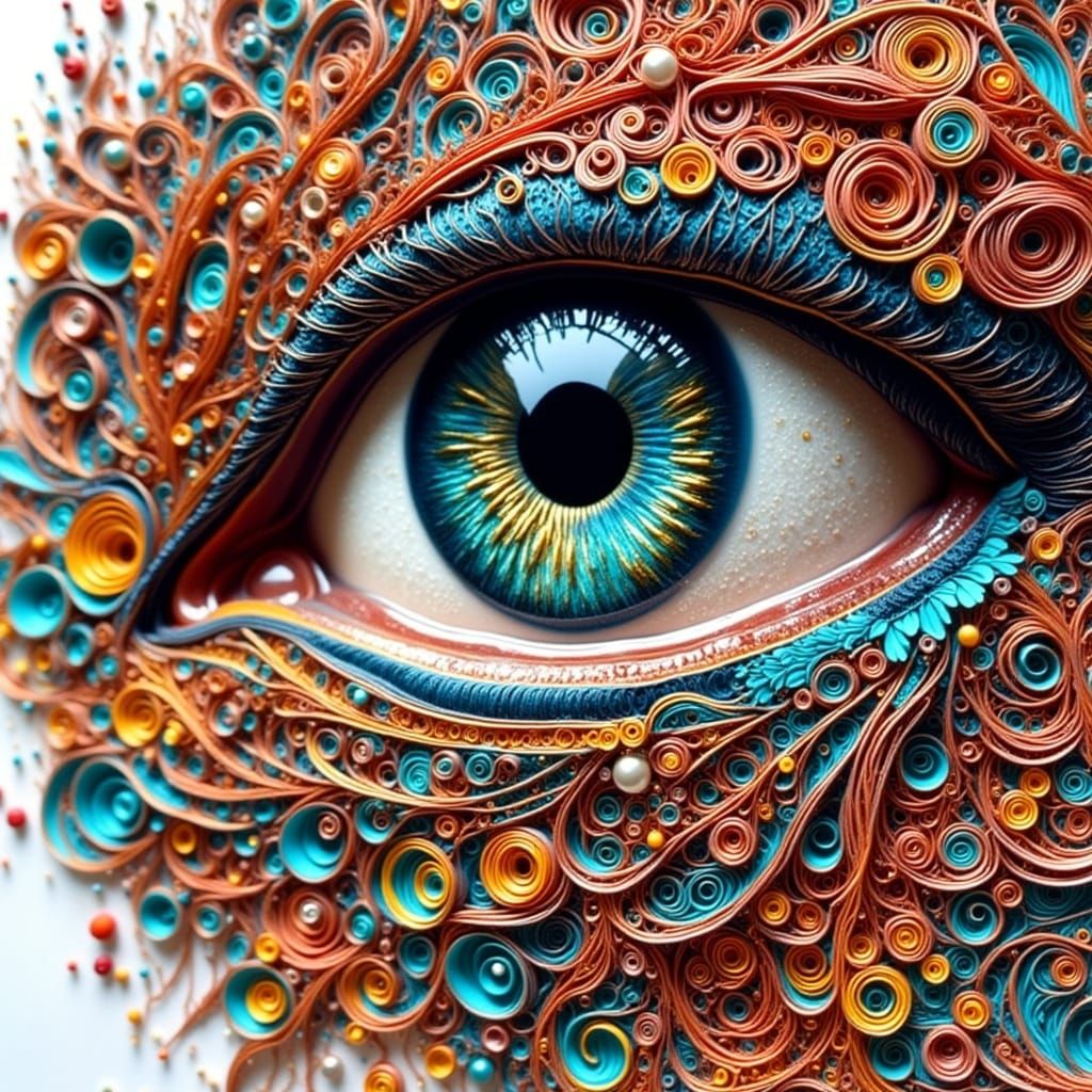 Micro Close-Up of Human Eye in Zentangle Style