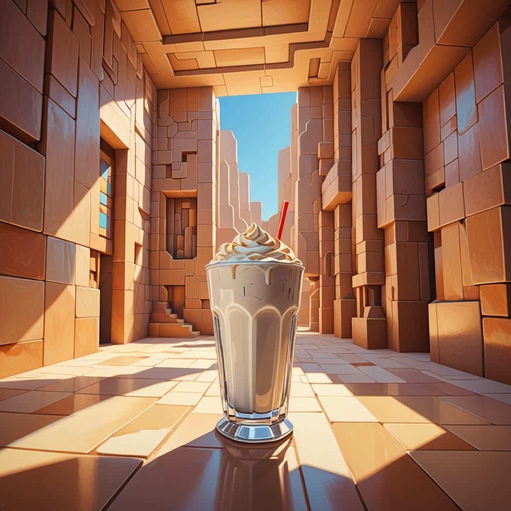 Cubist Heat Chamber Interior With Glowing Sandstone