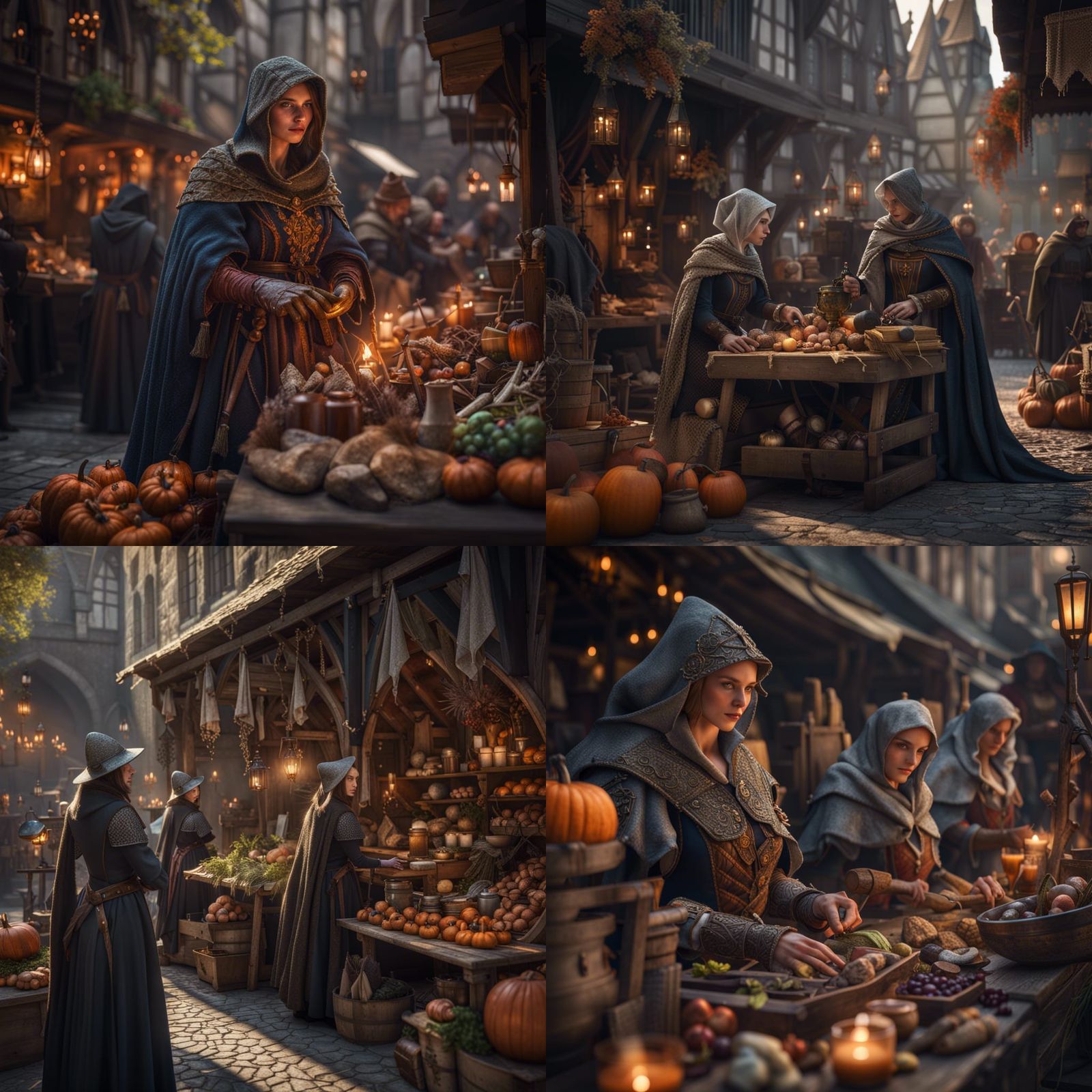 Medieval Witches Market with Royal Knights