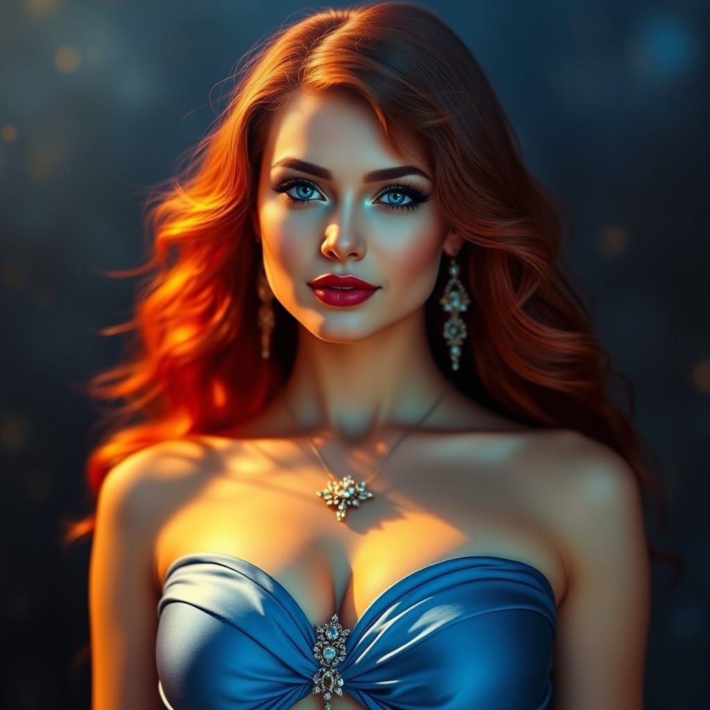 Ethereal Redhead Portrait in Art Nouveau Style