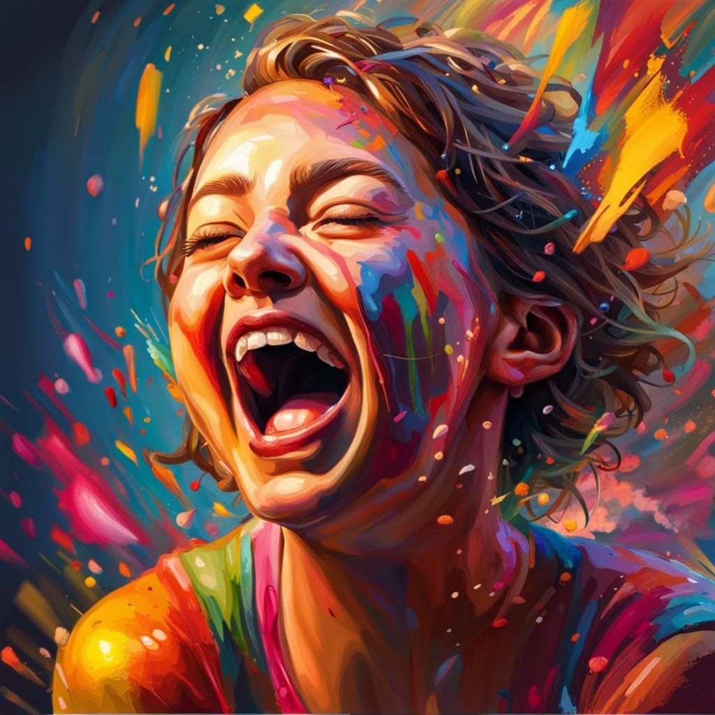 Hyperrealistic Joy in Colorful Splash Art