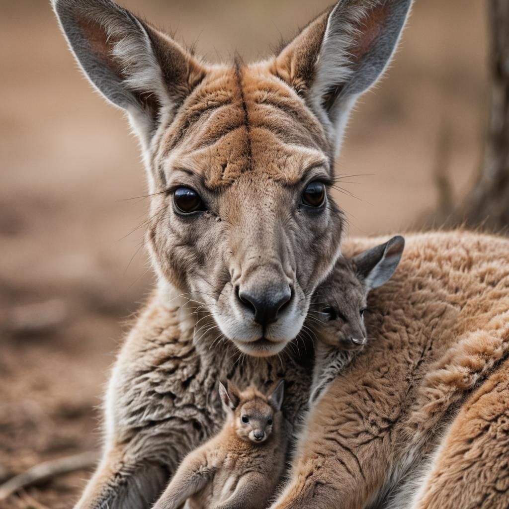 Newborn Kangaroo Emerging: Hyper-Realistic Wildlife Photogra...