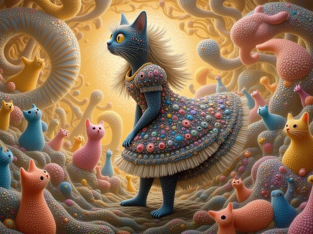 Whimsical Circus Dream in Folk Art Style