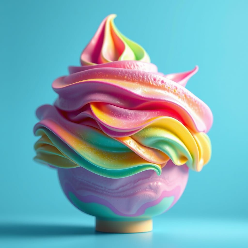 Whimsical Fantasy Ice Cream in Iridescent Hues