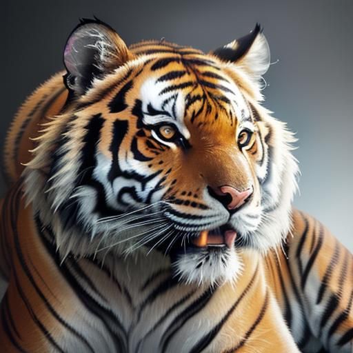 Hyperrealistic Tiger Portrait with Watercolor Accents