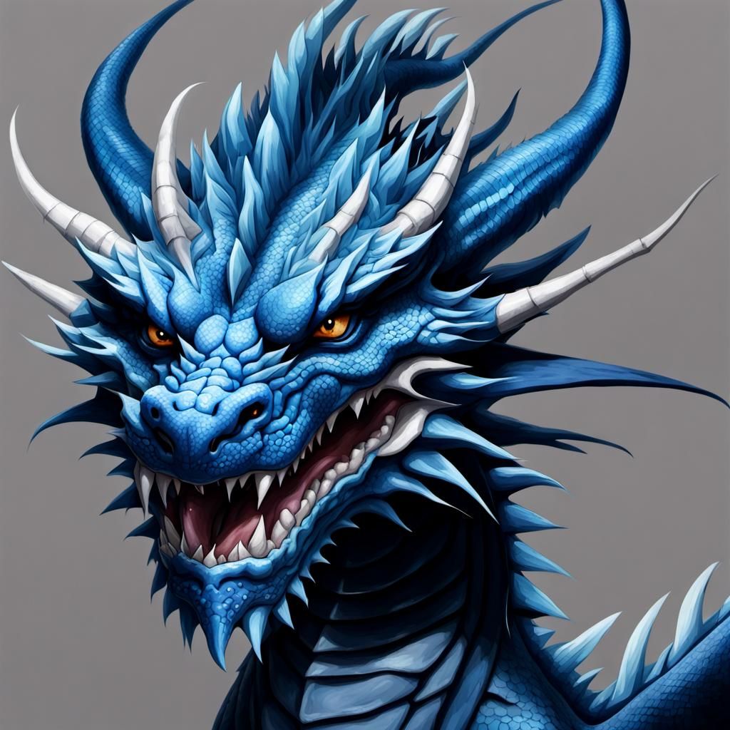 Majestic Blue Dragon Portrait
