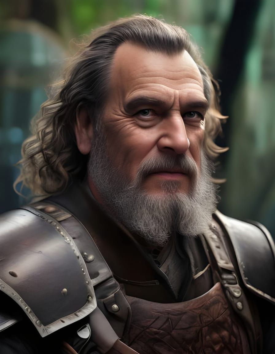 Barrel-Chested Man with Beer Stein in Tavern