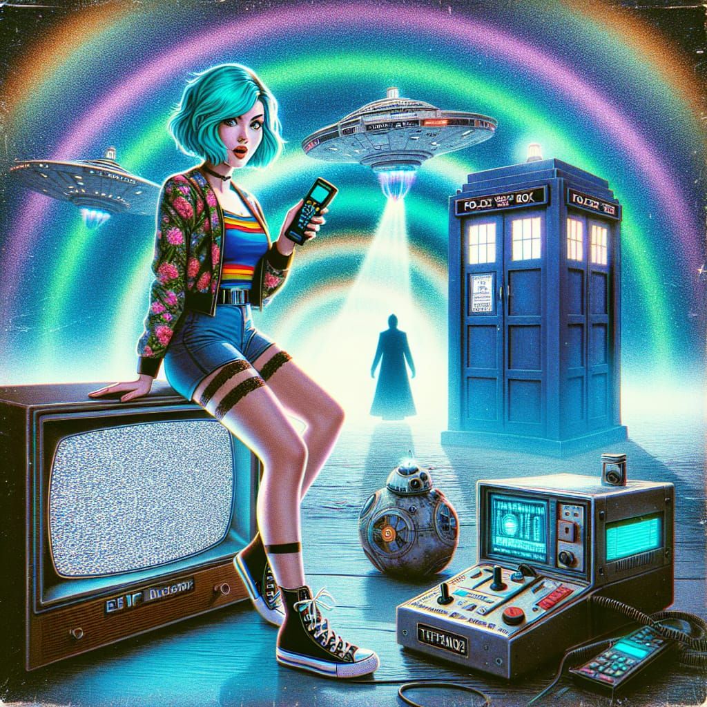 Ghost Hunter with TARDIS in Vintage Comic Book Art