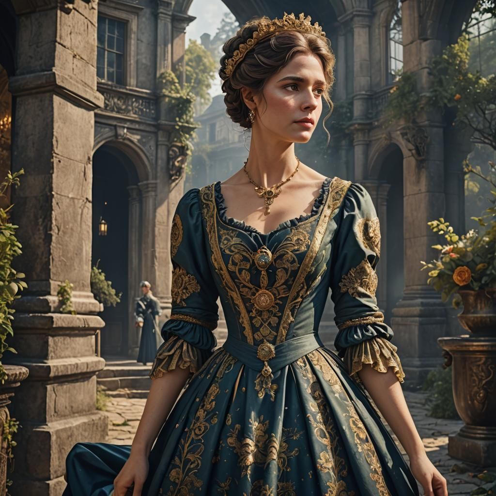 Regency Era Woman: Detailed Fantasy Painting