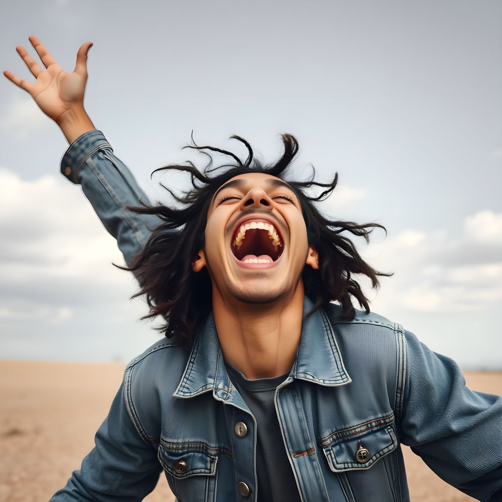 Ecstatic Figure Contemplates Self-Slap in Whimsical Surreali...