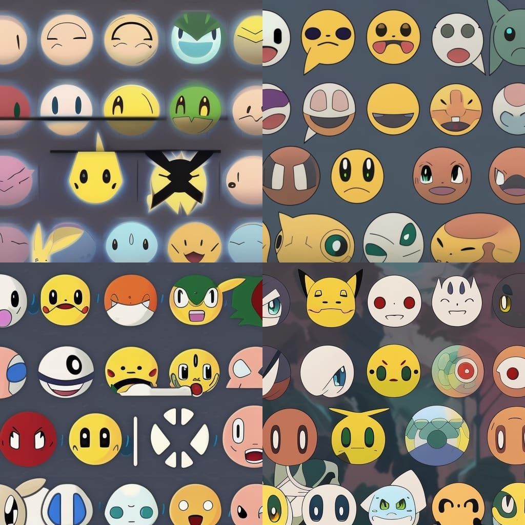 Pokémon Emojis in Studio Ghibli Anime Style