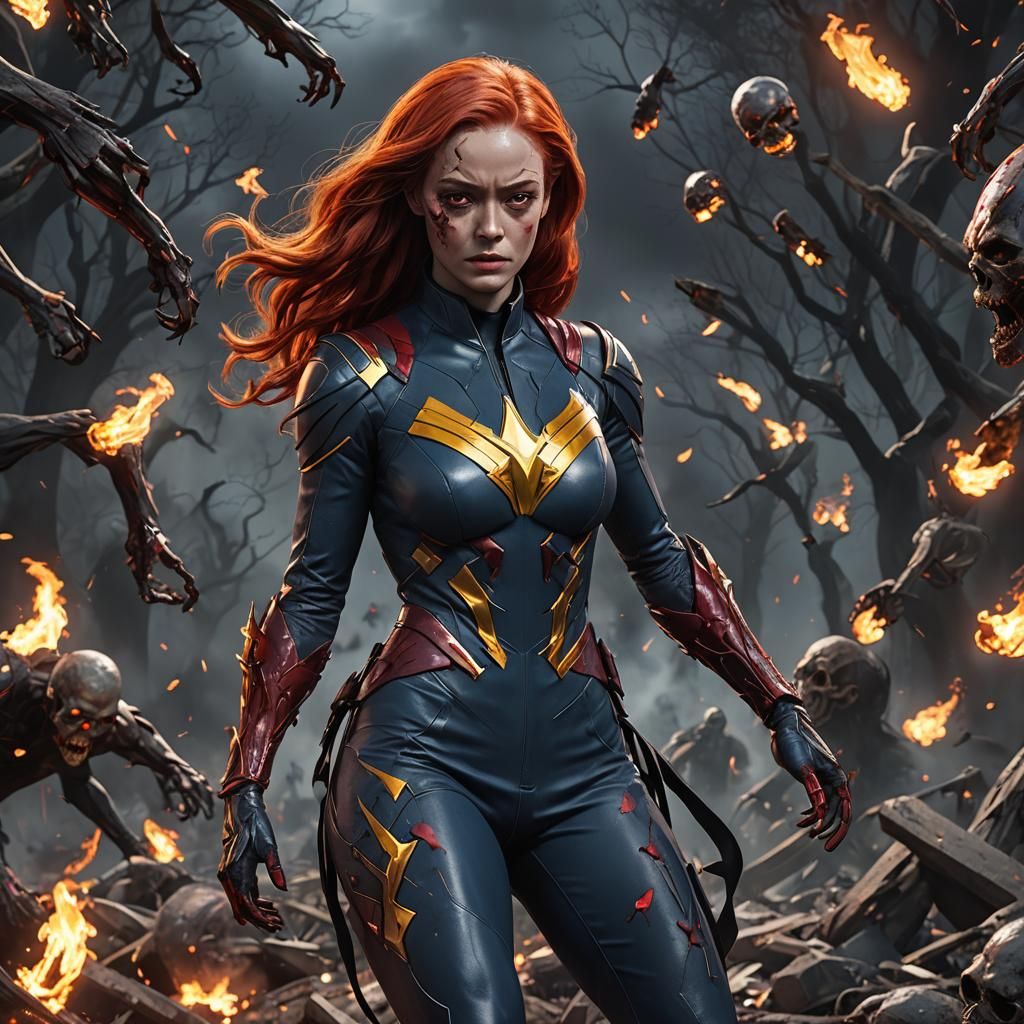 Zombie Dark Phoenix: Detailed 3D Anime Art