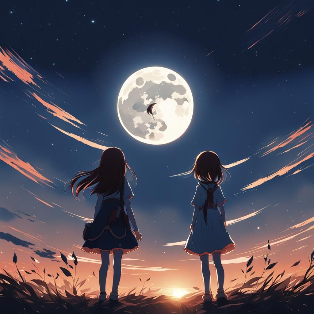 Two Sisters Observe Lunar Eclipse: Manga Scan