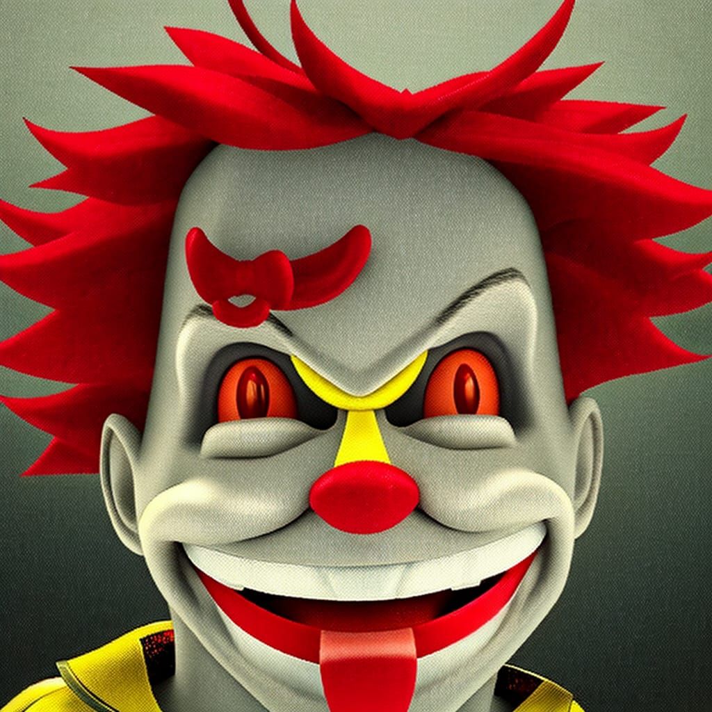 Demented Ronald McDonald with Evil Smile