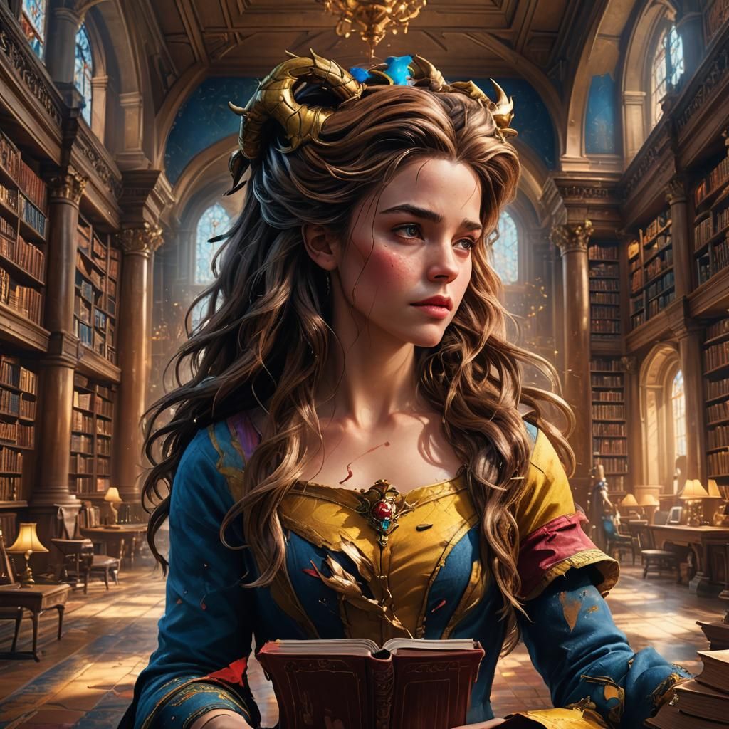 Beauty and the Beast in a Majestic Library