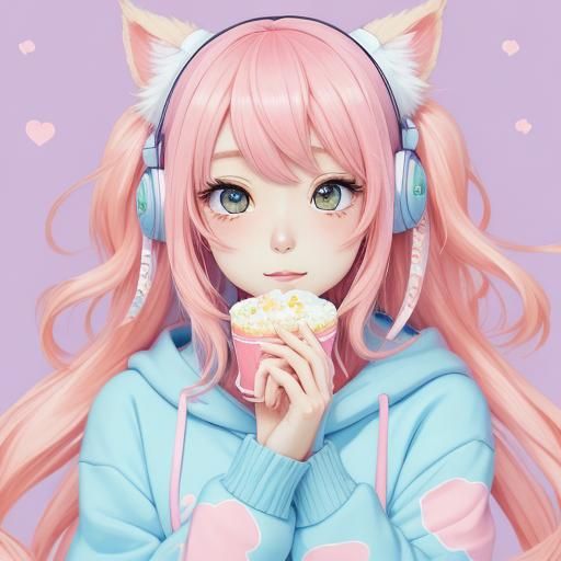 Cute Fennec Girl in Anime Style with Pastel Colors