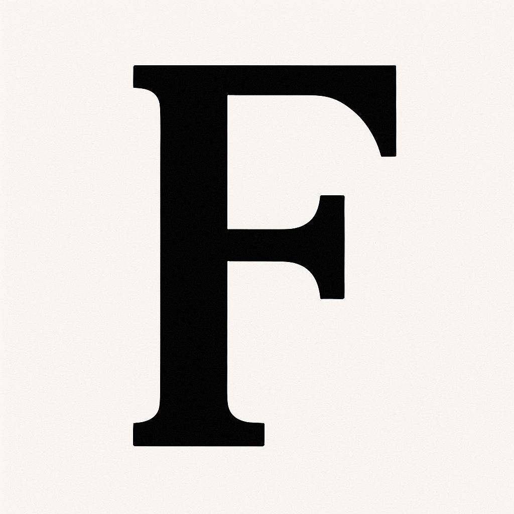 Abstract Symbol F in Bold Red