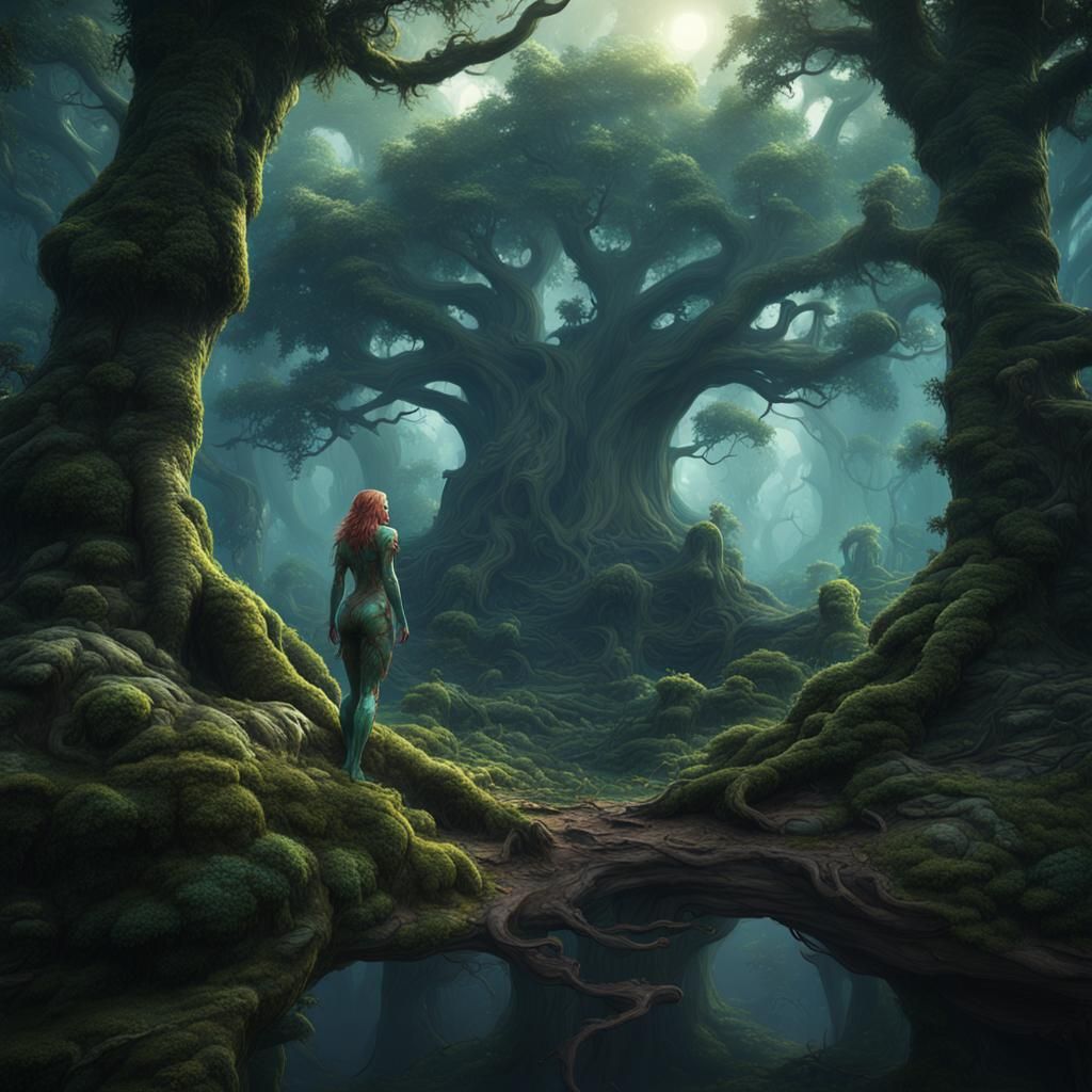 Nymph in Forest: Detailed Matte Painting