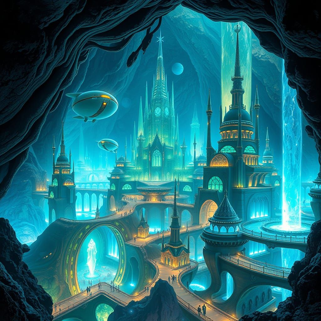 Ethereal Crystal Metropolis Glows Deep Beneath the Earth's S...